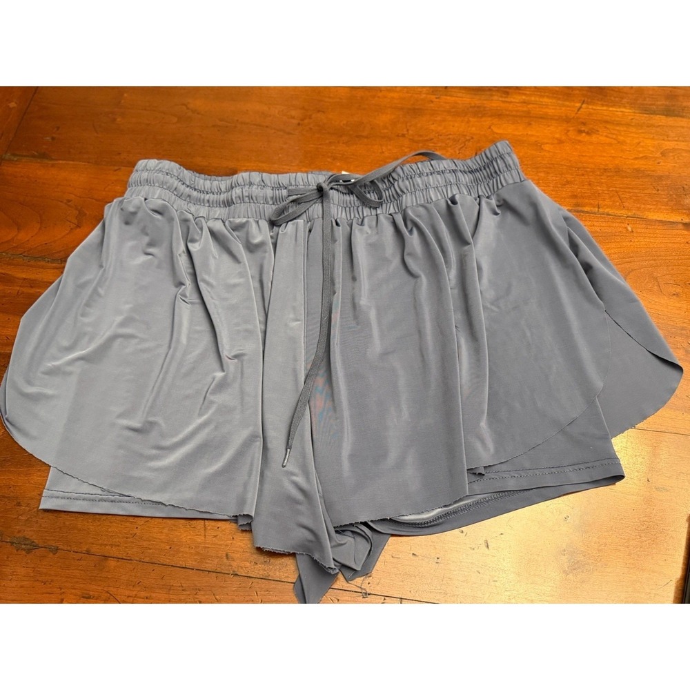 ebb & flow Gray 2-in-1 Flowy Athletic Running Shorts - Women's Size Large